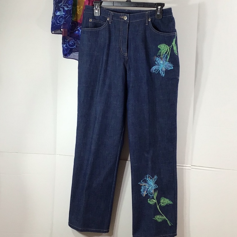 Napa Valley Jeans  floral embroidered  elastic sides 10P